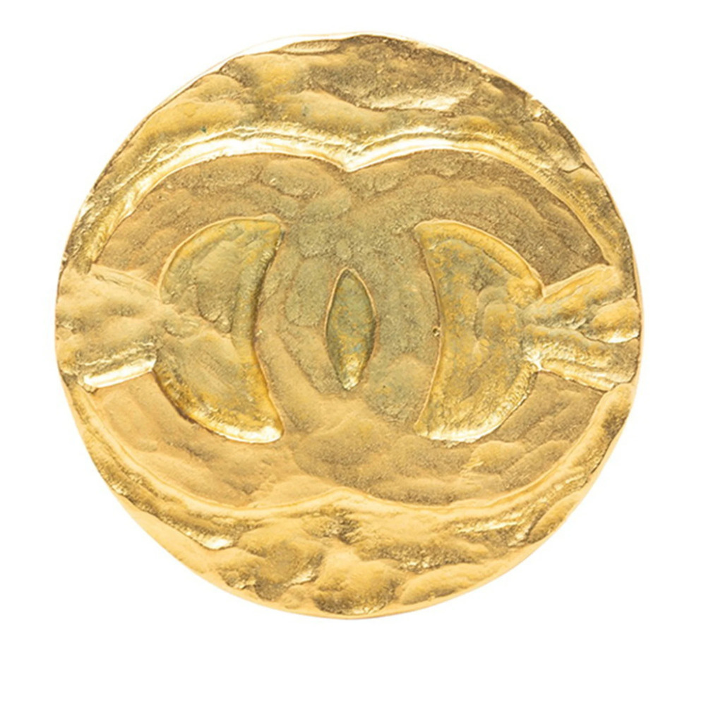 CHANEL Authentic Vintage Gold Logo Brooch